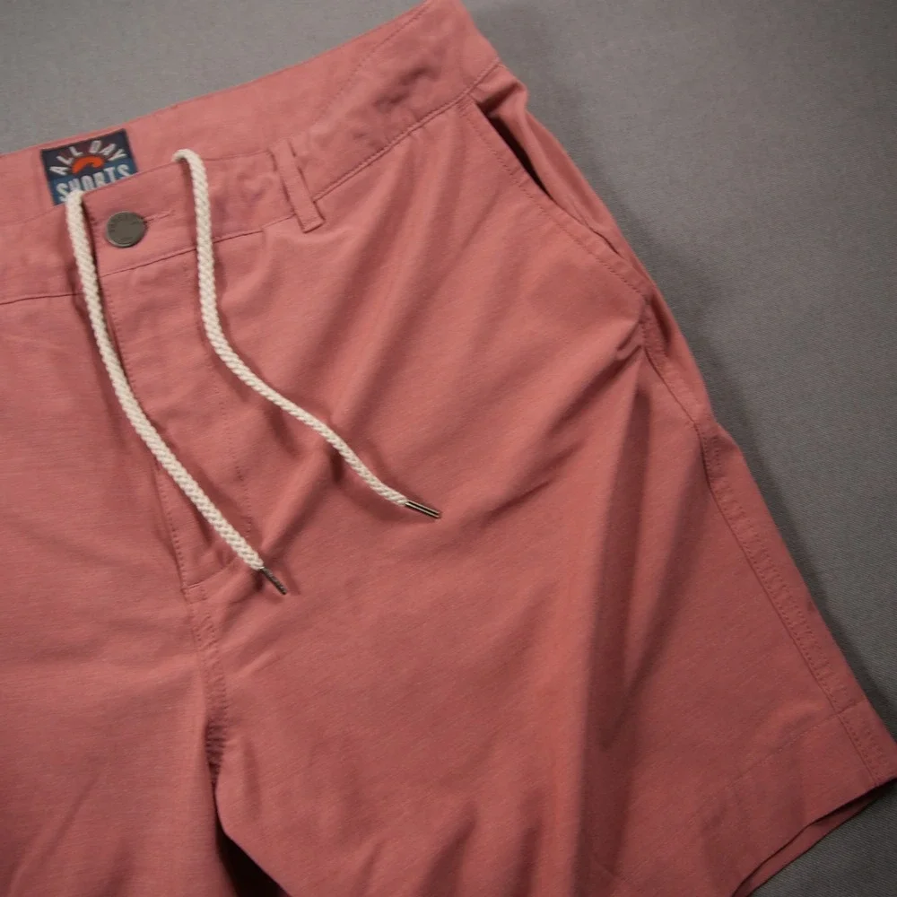 Faherty All Day Hybrid Drawstring Men Shorts 32 MBS2334 Swim Pink Beach Coastal